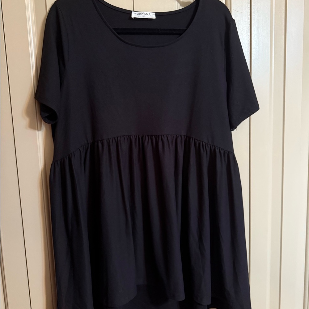 Zenana Outfitters Black Short Sleeve Peplum Blouse Never worn. Size 2X